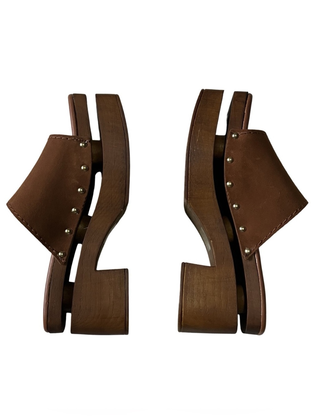 Zigi Jude Platform Sandals Y2K Square Toe Heels Studded Brown 38